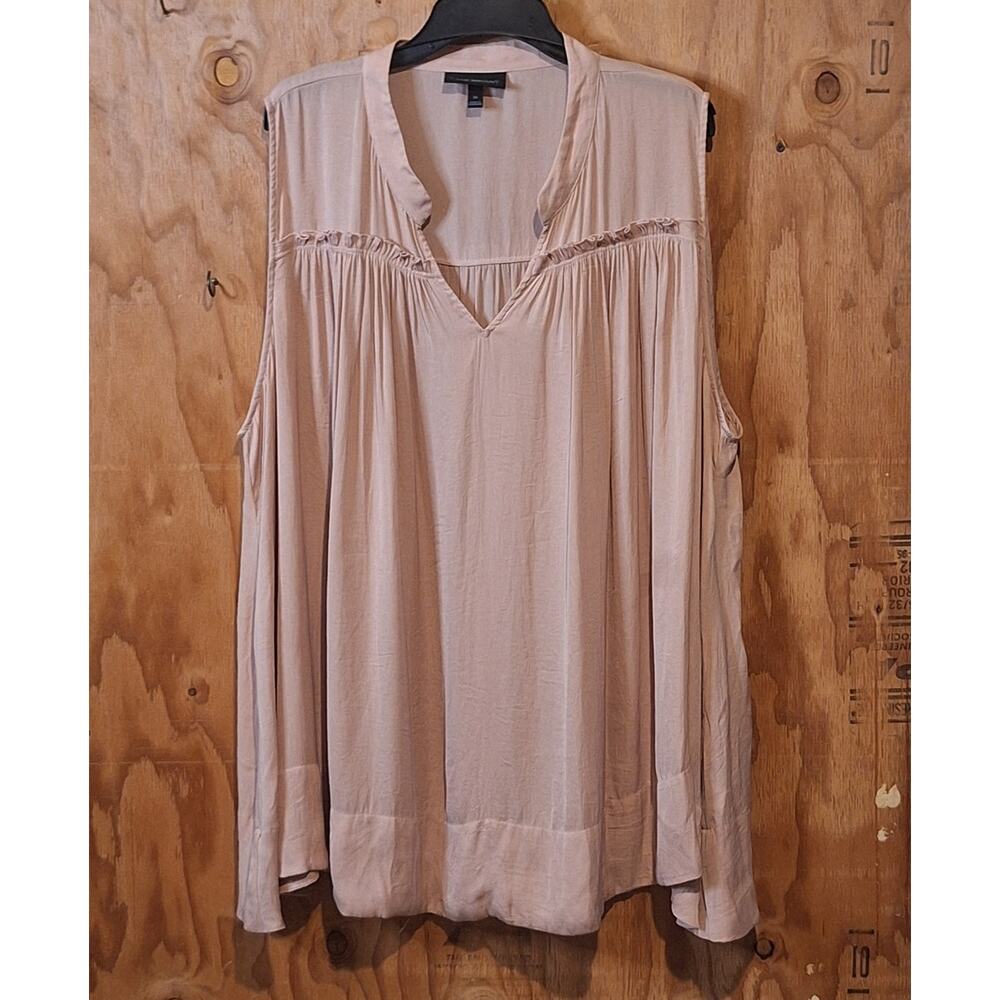 Lane Bryant Sleeveless V-Neck Blouse in Light Beige